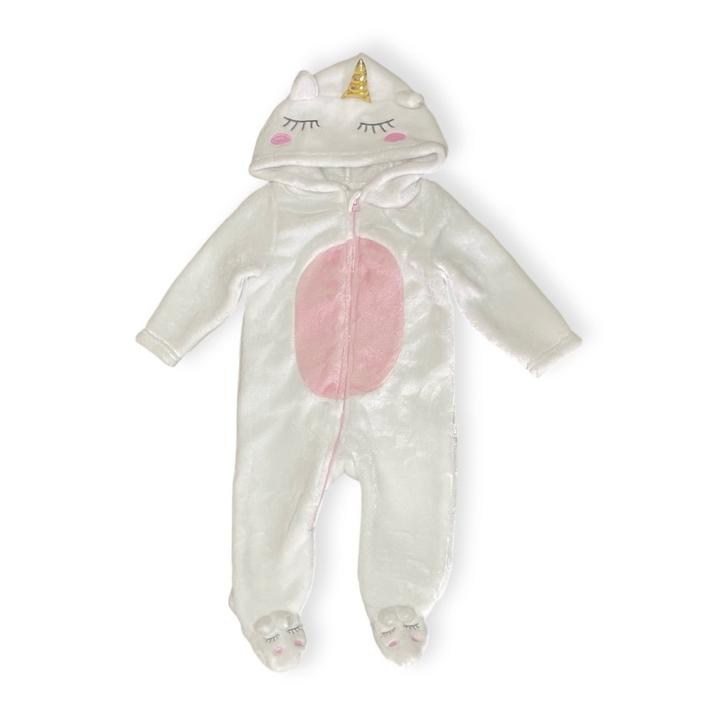 DUCK DUCK GOOSE Unicorn Hooded One-Piece Baby Girl’s size 6M